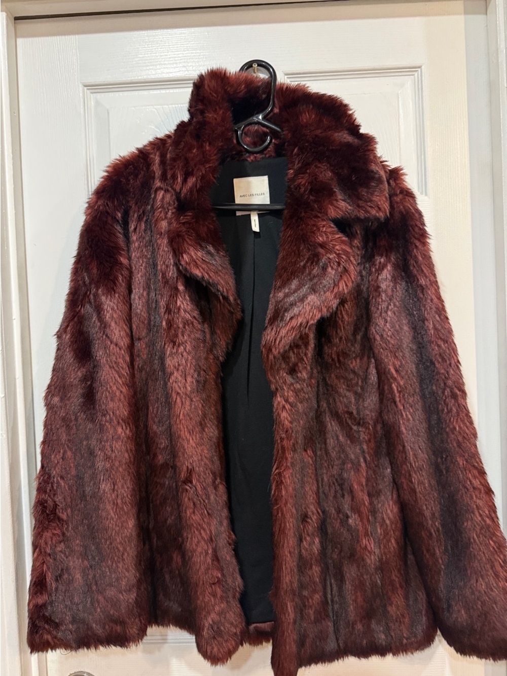 Avec Les Filles Faux Fur Burgundy Coat